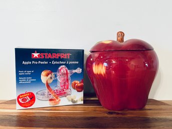 Starfrit Apple Pro Peeler And Large Ceramic Apple Decor