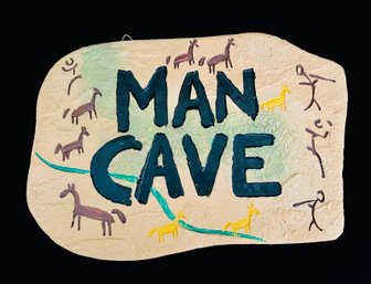 Hand Painted Paleolithic Inspired Man Cave Sign