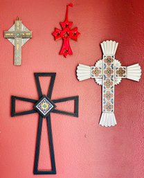 4 PC Lot Of Decorative Wall Crosses