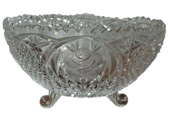 Vintage Footed Crystal Cut Glass Bowl