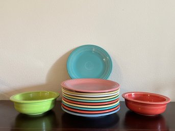 Fiesta Ware Colorful Full Sized Plates And Bowls