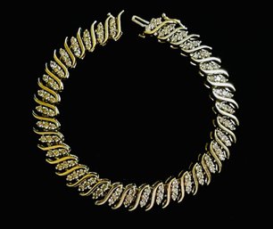 4.3 Ct Diamond 10k Yellow Gold Tennis Bracelet With Appraisal Document