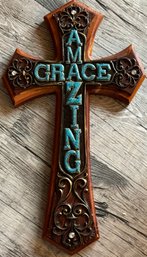 Wooden Western Amazing Grace Decorative Cross