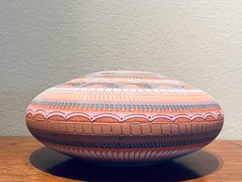 Navajo Etched Native American Pottery Vase