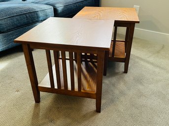 Pair Of Wooden Mission Style Side Tables