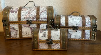 3 Nesting Chests W/ Map Designs