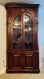 Dark Wood Corner Hutch With Lights