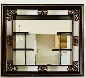 Vintage Mirrored Wall Shelf Unit