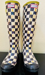 Mackenzie Childs Courtly Check Hunter Rain Boots Size 8