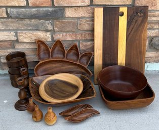 Assortment Of Wooden Table Items