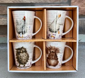 Four Beautiful Life Coffee Mugs With Animals