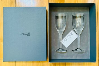 LALIQUE ANGEL CHAMPAGNE FLUTE GLASSES WITH ORIGINAL LALIQUE BOX