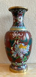 Dark Red/brown Chinese Cloisonne Vase