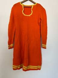 Vintage Orange And Yellow Knitted Dress