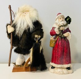 Vintage Folk Art Santa And Santa Figurine