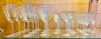 Assortment Of  Gold Trimmed Wine And Cocktail Glasses