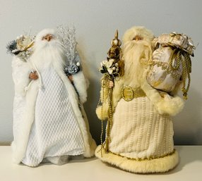 Pair Of Jolly White Santa Tree Toppers