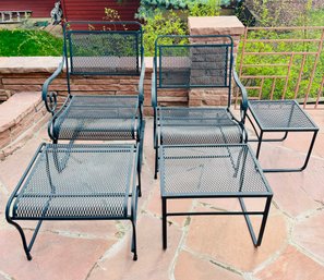 Metal Outdoor Chairs With Side Tables & Ottoman