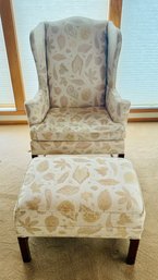 Hickory Chair Mahogany Spring Down Wing Chair With Ottoman