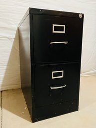 Two Drawer Black Metal Filing Cabinet