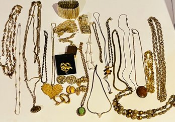 Lot Of Gold Tone Jewelry