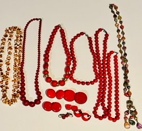 Lot Of Red Costume Jewelry