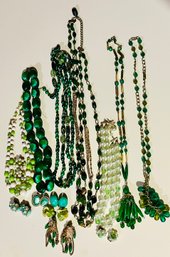 Lot Of Green Costume Jewelry