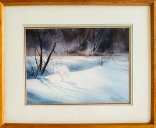 Snowy Landscape With Bunny Framed Artwork