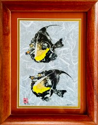 Framed Original Gyotaku By Michael Hemperly Moorish Idol Kihi Kihi