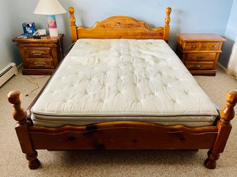 Queen Size Pine Wood Bed With Water Mattress Frame- MATTRESS NOT INCLUDED