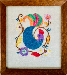Framed Embroidered Rooster