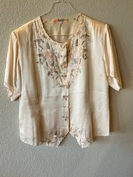Pink Silk Floral Blouse