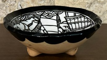 Small Mexican Barro Hand Painted Clay Bowl