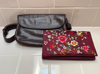 Small Brown Fanny Pack And Floral Clutch