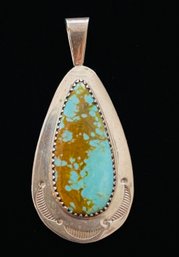 Turquoise And Sterling Silver Pendant- Marked