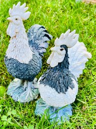 Outdoor Resin Roosters Pair