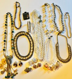 Lot Of Gold Tone, Clear & Rhinestone Jewelry