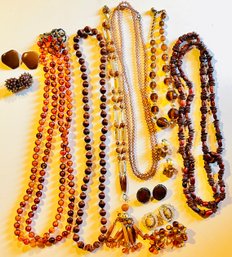 Lot Of Brown Costume Jewelry