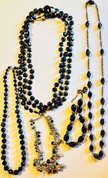 Lot Of Black Costume Jewelry