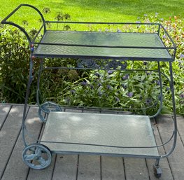Wrought Iron Glass Top Bar Cart