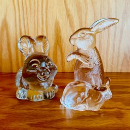 3 PC Lot Of Crystal Bunny Figurines