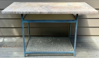 Wrought Iron W/ Marble Top Patio Table