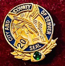 20 Year City And County Of Denver Seal Pin 10K