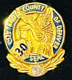 30 Year City And County Of Denver Seal Pin 10K