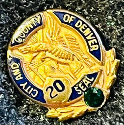 20 Year City And County Of Denver Seal Pin 10K