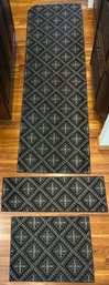 Trio Of Geometric Floral Pattern Carpet Runners