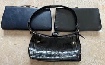 Two Vintage Clutches And Small Black Shoulder Purse