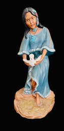 Vintage Porcelain Native American Woman Figurine