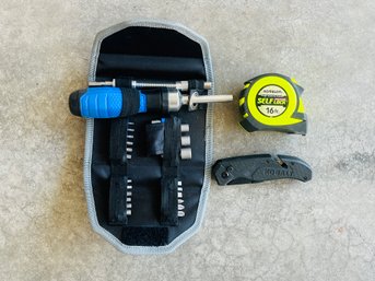 Ratchet Screwdriver Set, Kobalt Utility Knife And Measuring Tape