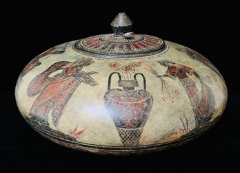 Signed By Artist Reproduction Of Greek Pyxis Vase From The Classic Period, Numbered 30.146